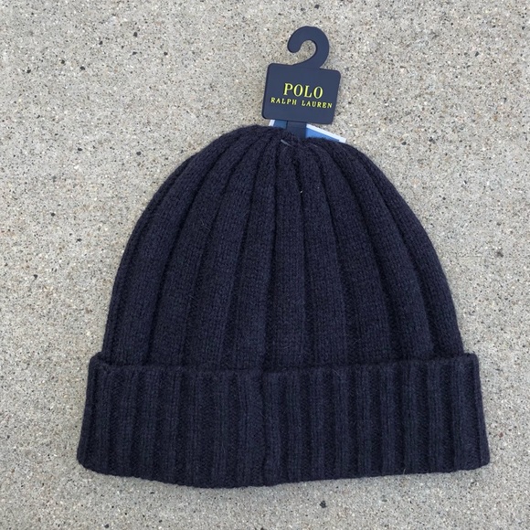 🚨TODAY ONLY🚨 Polo Ralph Lauren Wool Cuffed Ribbed Beanie Cap NWT Blue Navy Red - Picture 4 of 7